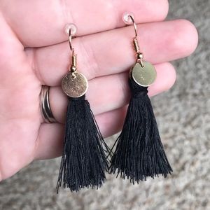 Black and Gold Tassel Dangle Bohemian Earrings